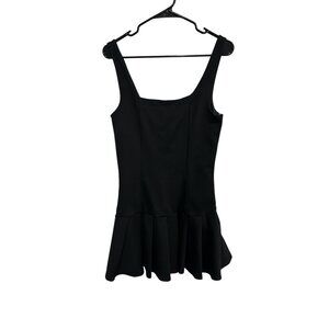 Kali Fashions Black Sleeveless Drop Waist Flared Dress Size L Minimalist Chic NW